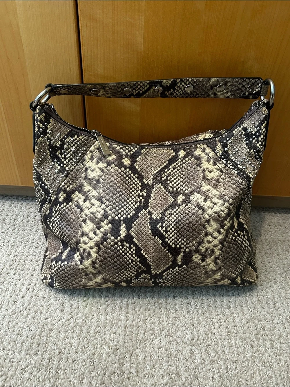 Michael Kors Snake-Print Hobo Bag in Brown and Black